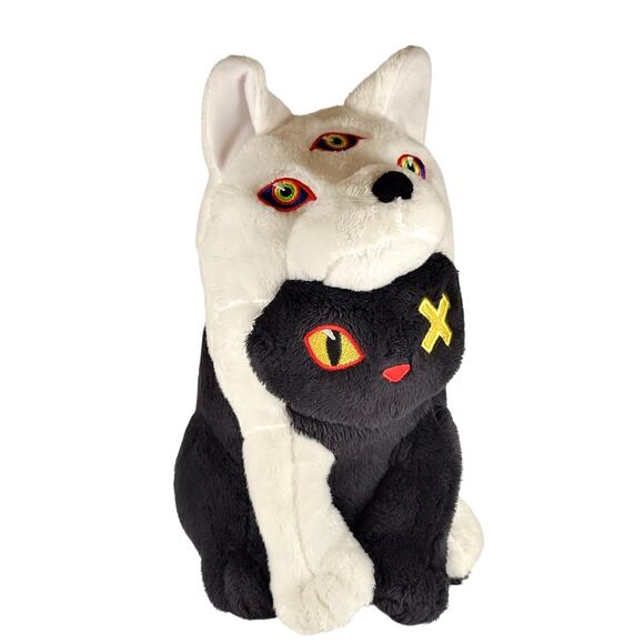 Meow Wolf Plush Cat Dog Hybrid Black White 11" Lil Oak 2020 Rare Stuffed Animal - Picture 1 of 16